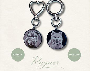 Personalised Dog Keyring - Engraved Pet Keychain - Photo Keepsake - Pet Memorial Charm - Christmas Gift - From Pet - Paw Print - Mothers Day