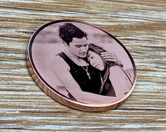 Personalised Coin - Photo Token - Rose Gold - Coin Collector - Wedding Favour - Engraved Gift - Keepsake Coin - Memorial - Holographic 30mm