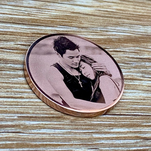 Personalised Coin - Photo Token - Rose Gold - Coin Collector - Wedding Favour - Engraved Gift - Keepsake Coin - Memorial - Holographic 30mm