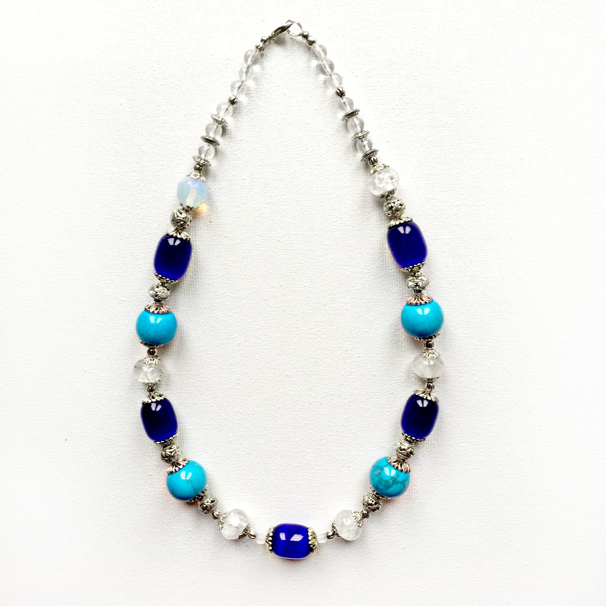 Blue gemstones necklace Rhinestone Ulexite Turquoise | Etsy