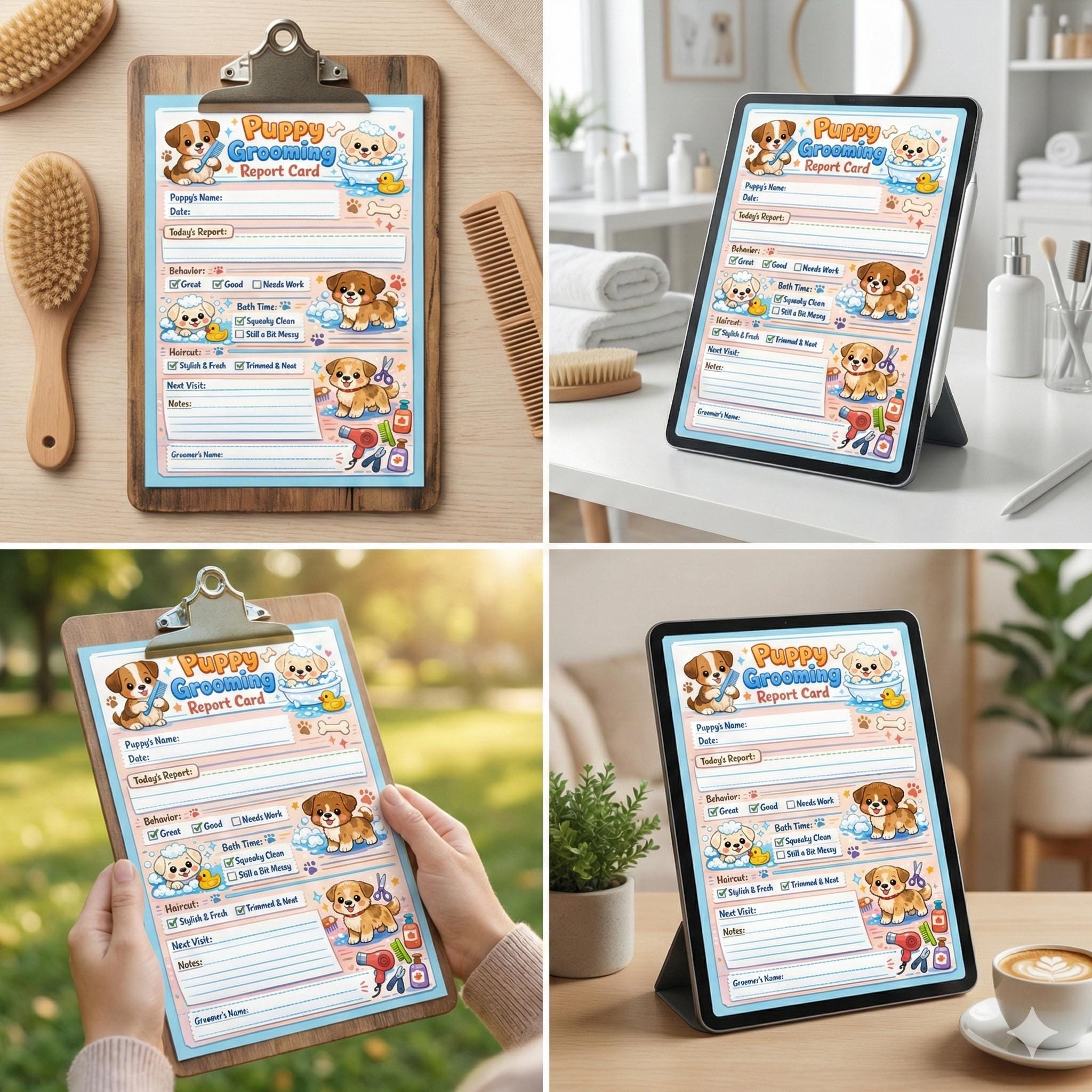 Puppy Grooming Report Card Template, Pet Salon Client Handout, Dog ...