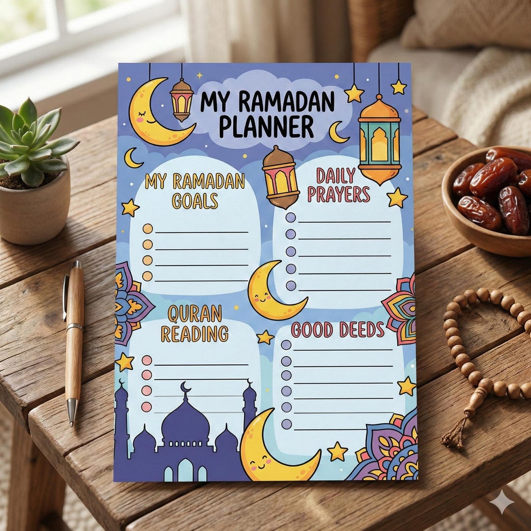 Ramadan Planner for Kids 2026 Printable PDF, Muslim Activity Book ...