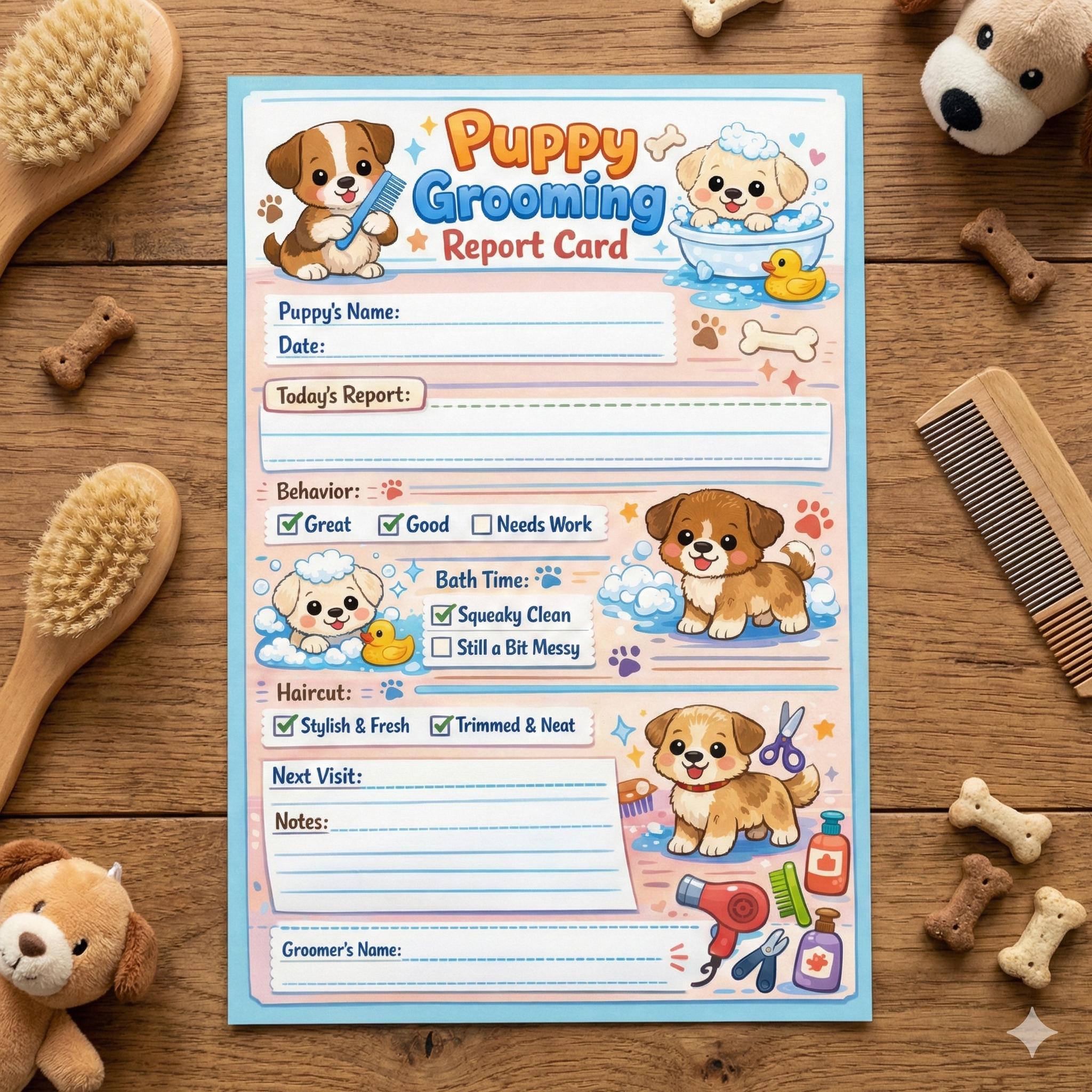 Puppy Grooming Report Card Template, Pet Salon Client Handout, Dog ...