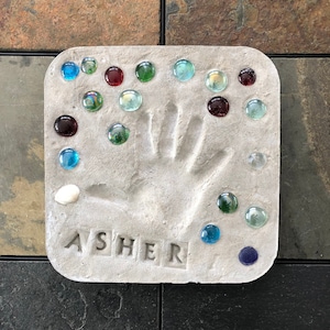 DIY Stepping Stone Kit, Square Stepping Stone, Handprint Stepping Stone, Footprint Stepping Stone