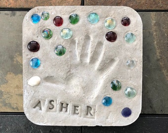 DIY Stepping Stone Kit, Square Stepping Stone, Handprint Stepping Stone, Footprint Stepping Stone