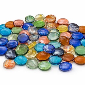 Mosaic Glass Gems | Flat Glass Marbles for Crafts, Stepping Stones, Garden Mosaics, Vase Fillers & DIY Art Supplies | Assorted Colors