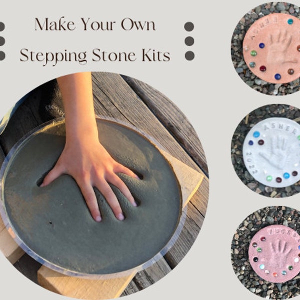 Make Your Own Stepping Stone Kit, Mother's Day Gift, Handprint Stepping Stone, Footprint Stepping Stone