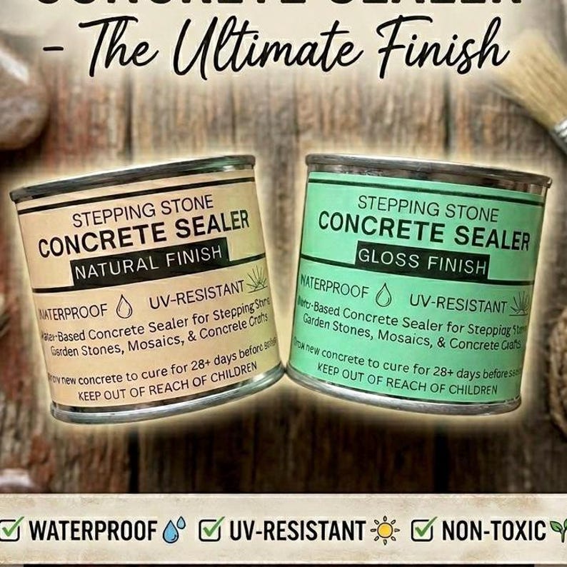 Concrete Sealer for Stepping Stones – UV-Resistant Outdoor & Garden Stone Sealer – Gloss or Natural Finish Waterproof Protection image 1