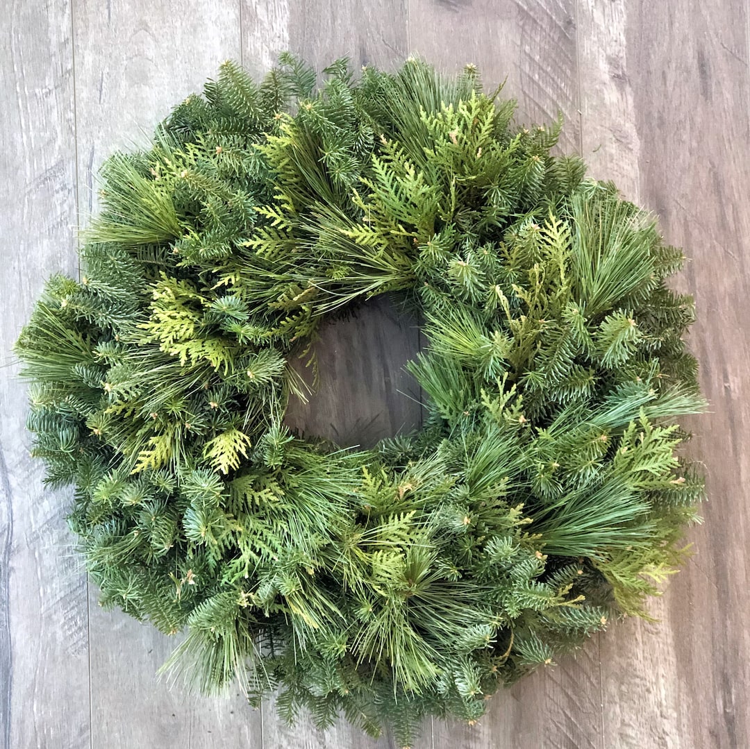 Natural Evergreen Christmas Wreath, Fresh Mixed Pine Wreath Etsy
