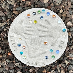 Large Stepping Stone Kit, 12 or 14 inch Stepping Stone, Handprint Stepping Stone, Footprint Stepping Stone