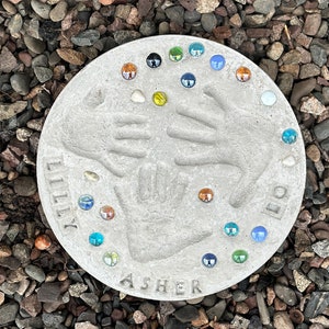 Large Stepping Stone Kit, 12 or 14 inch Stepping Stone, Handprint Stepping Stone, Footprint Stepping Stone