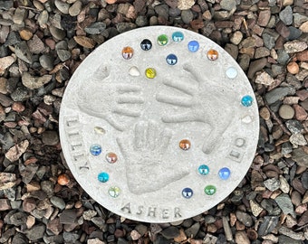 Large Stepping Stone Kit, 12 or 14 inch Stepping Stone, Handprint Stepping Stone, Footprint Stepping Stone