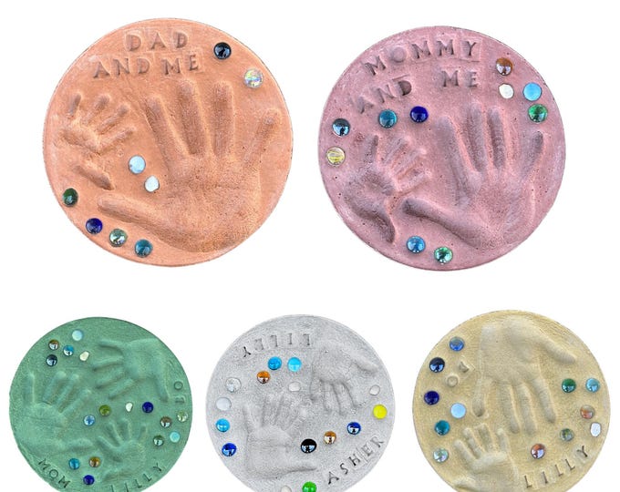 Outdoor Stepping Stone DIY Kit – Garden Cement Handprint Stone – Footprint Stone