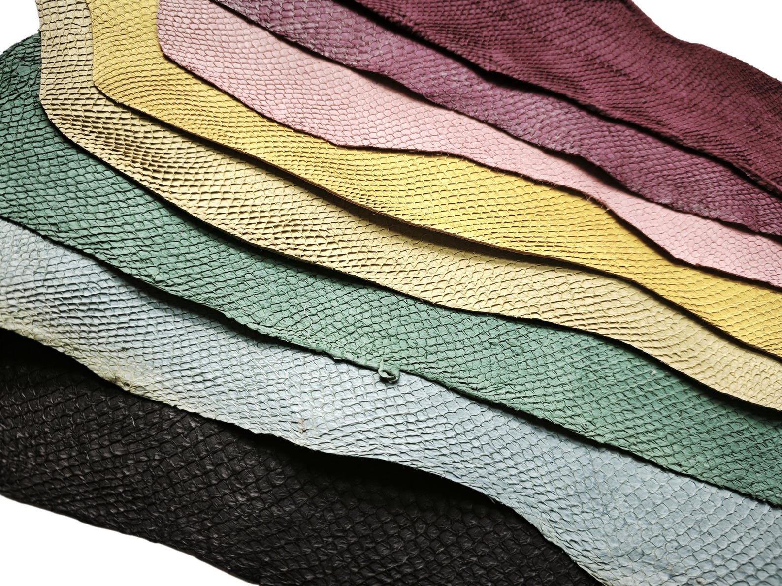Black Pink Green Khaki Blue Purple Multi Color Salmon Fish Skin Leather ...
