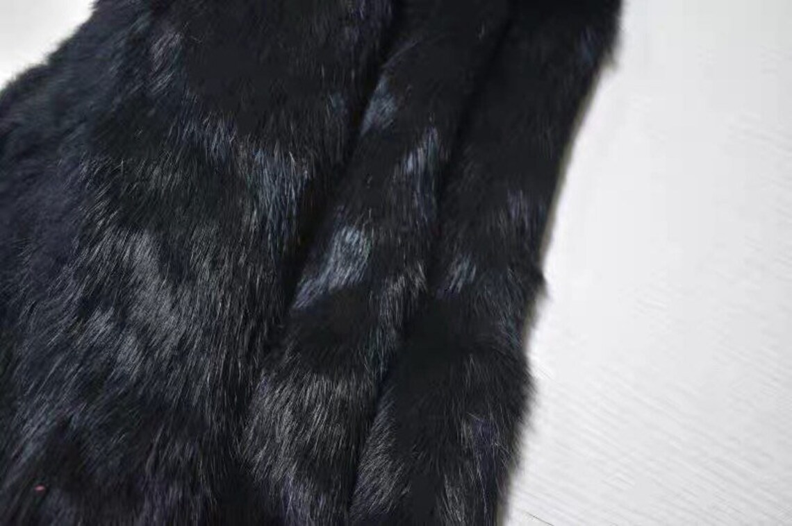 1828cm Black Soft Rabbit fur Leather pieces Rabbit hide Etsy