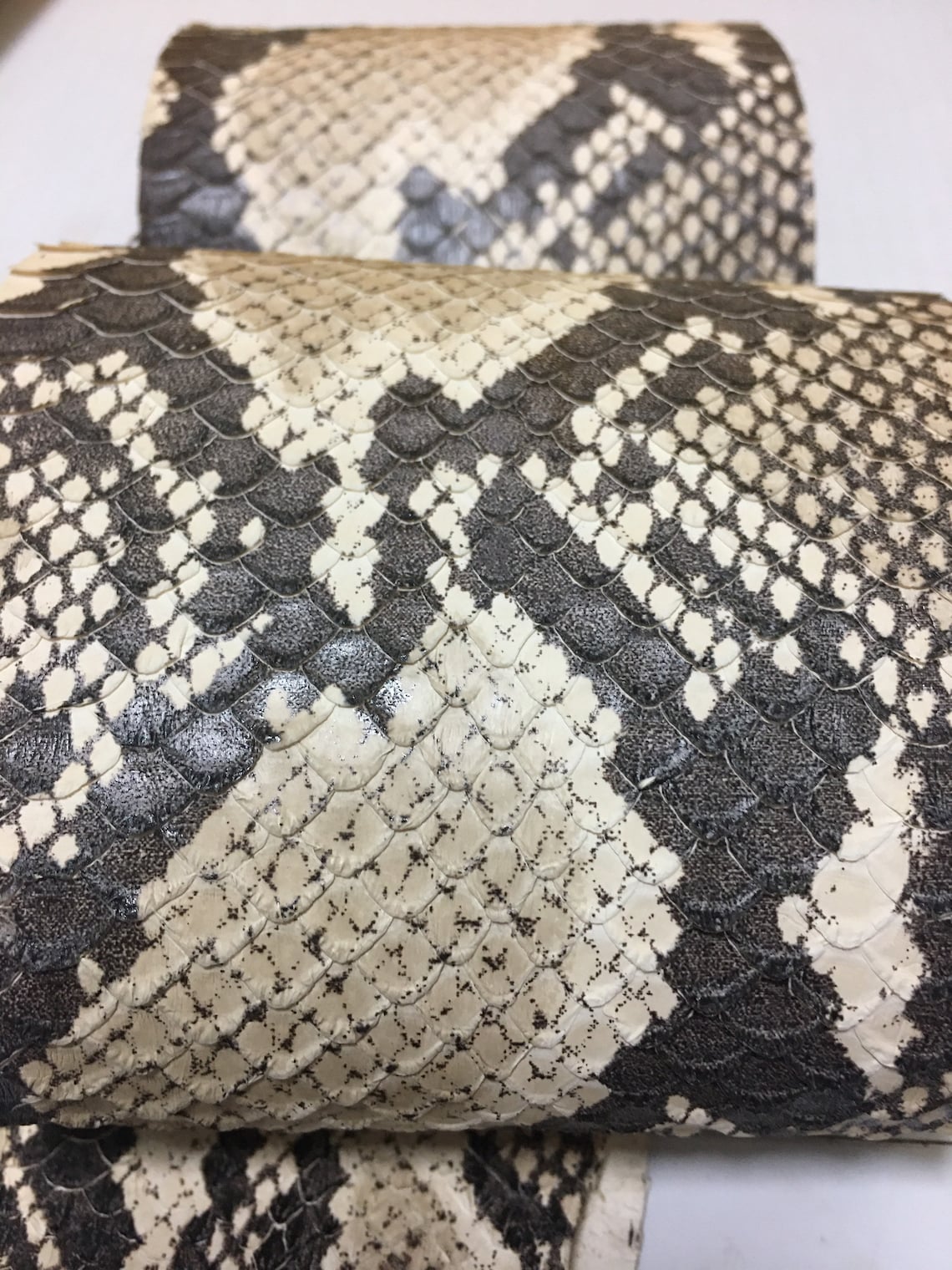 Vintage Gray Snake skin Genuine Leather piece Leather | Etsy