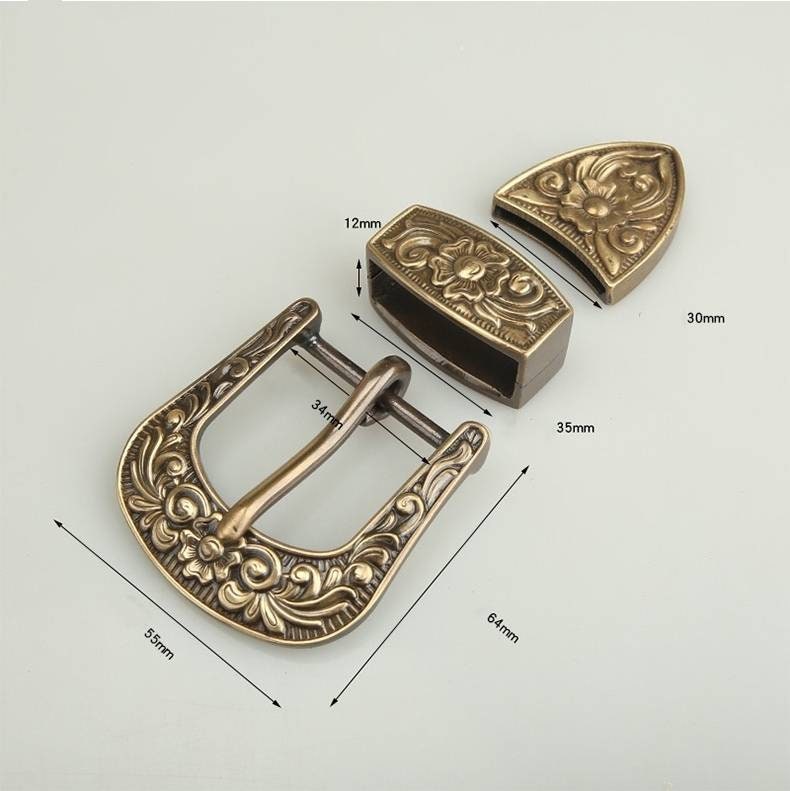 Retro Chinese Style Solid Brass Belt Buckle Set - Etsy