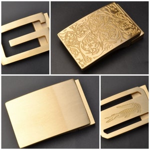 Solid brass rectangle belt buckle 35mm