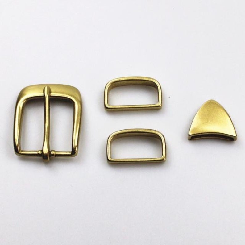 Solid brass belt buckle tips set 4pcs Fits 1 1/8 30mm image 3