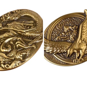 Eagle Dragon Massief koperen gesp voor heren, 39 mm, geschikt voor riem van 1,5 inch