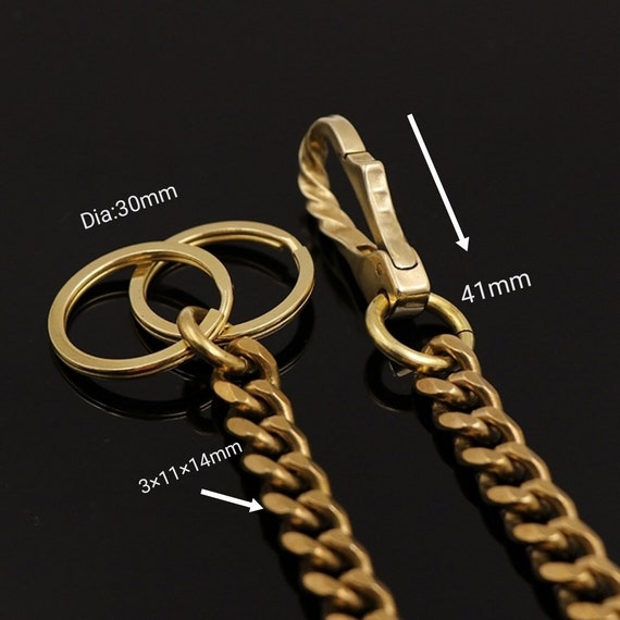 Solid Brass Keychain: Wallet Chain With Clips - Etsy
