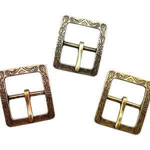 Antieke rechthoekige riemgesp van massief messing, 39 mm, geschikt voor een riem van 1,5 inch.