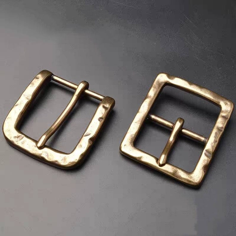 Vintage Solid brass squares rectangular belt buckle 40mm Fits 1 1/2 38-39mm belt image 1