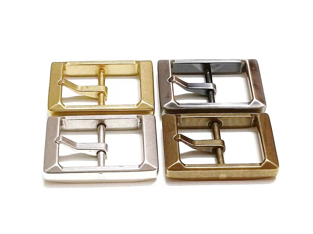 Fibbia Cintura Quadrata In Metallo Ottone Bicolore 40mm – Stile Retrò Western - Foto 2