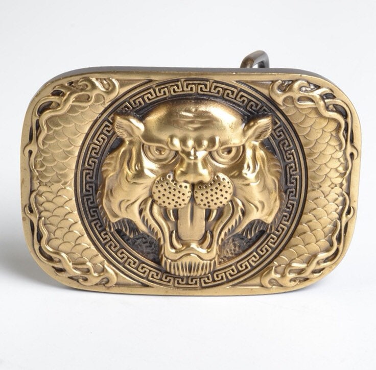 Tiger Horse 3D Solid Brass Squares Belt Buckle Fits 40mm 1 1  display picture 3