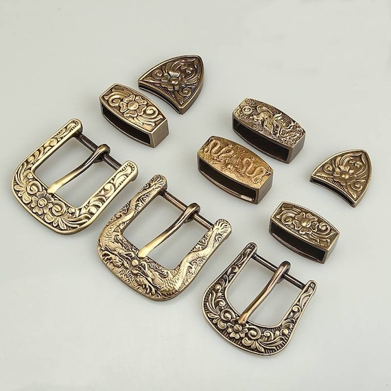 Vintage-Inspired Gold Belt Buckle Set Jaden Belt - Vintage Inspired Gold Buckle Set Black Leather  main image 4