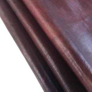 burgundy red wine vegetable tanning Goat skin Leather piece, Genuine Whole hide