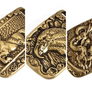 Retro Horse eagle dragon Solid brass square belt buckle 40mm Fits for 1 1/2"