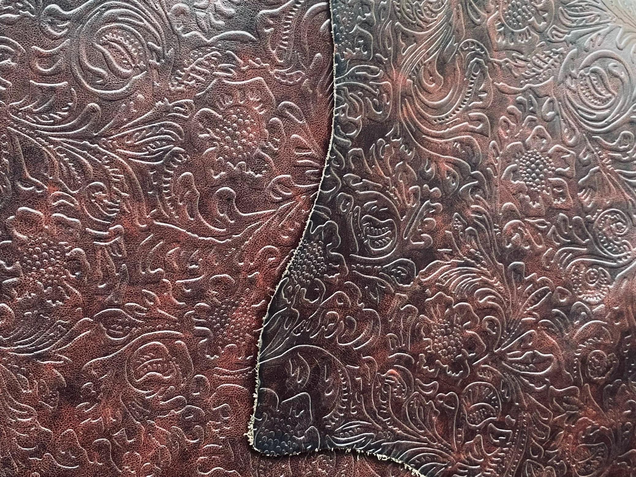 Maroon Embossed Cow Skin Leather Pieces, Genuine Leather Cutting - Etsy