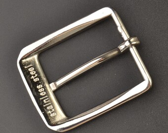 Fibbia Cintura Rettangolare Arrotondata In Acciaio Inox - Uomo, Colore Argento, Stile Novelty