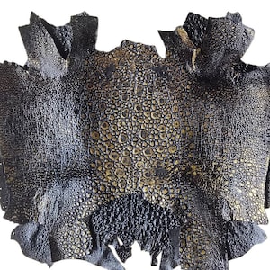Black gold silver Genuine TOAD Bullfrog Skin Piece Leather
