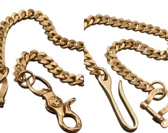 Solid Brass Key chain key ring Brass chains wallet chain Purse with Clasps