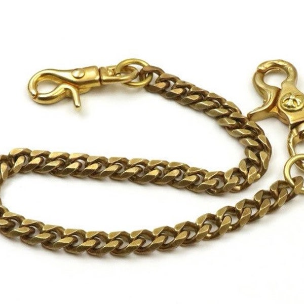Solid Brass Key chain key ring Brass chains wallet chain Purse with Clips