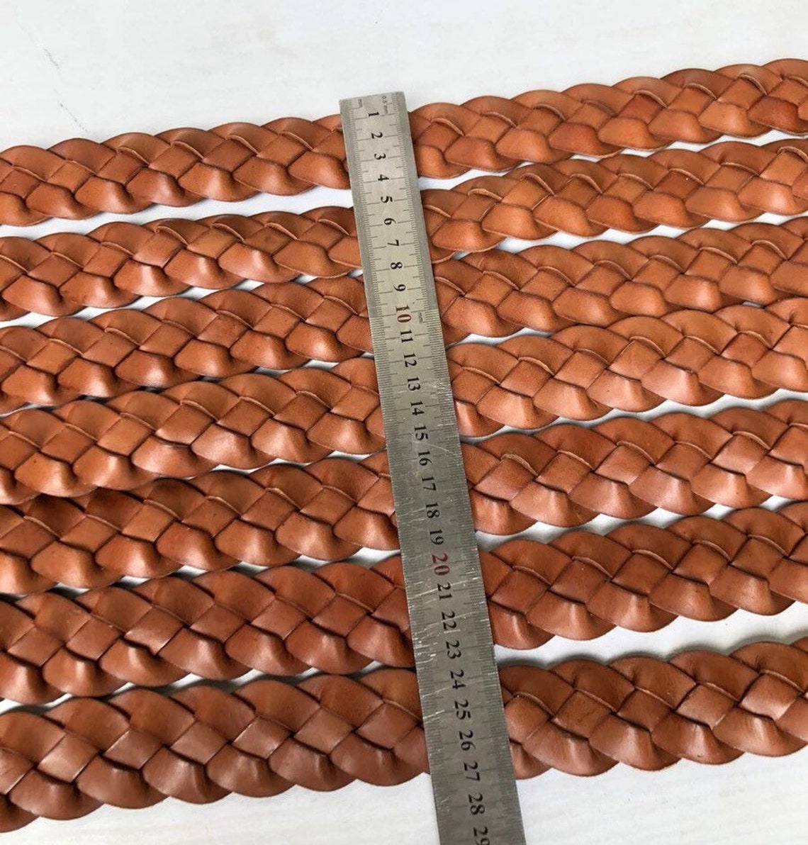 1pcs Brown woven Leather Strip Genuine leather cutting Etsy