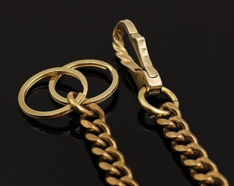 Solid Brass Key chain key ring Brass chains wallet chain Purse with Clips