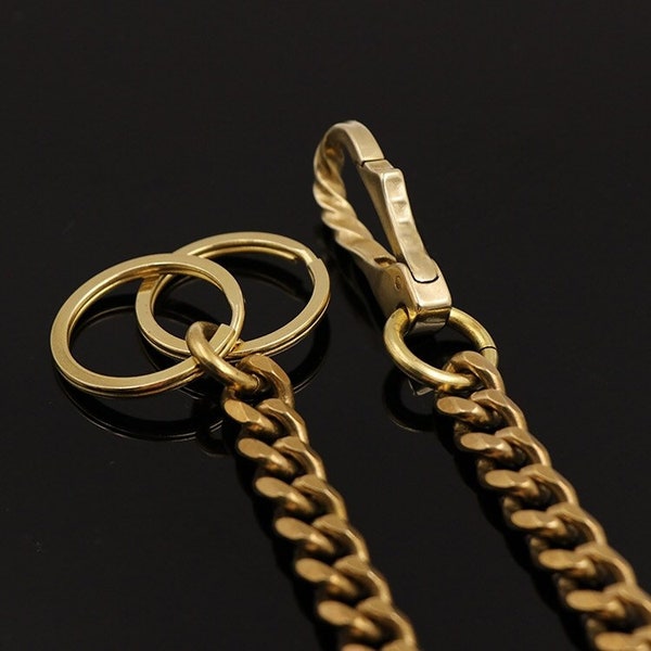 Solid Brass Key chain key ring Brass chains wallet chain Purse with Clips