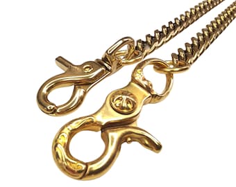 Solid Brass Key chain key ring Brass chains wallet chain Purse with Clips