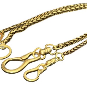 Llavero de latón macizo, llavero, cadenas de latón, cartera, cadena redonda, monedero con clip