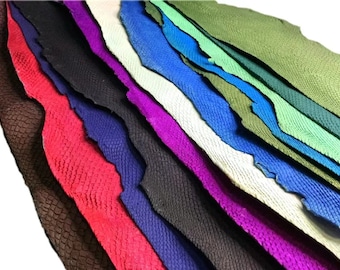 Multi color salmon fish skin Leather piece Genuine Whole hide