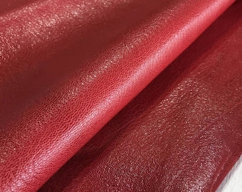Vegetable tanning waxed shrinkage Red thick Goat skin Leather piece Whole hide