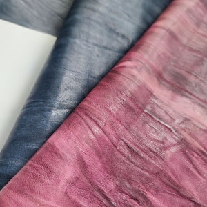 vegetable tanned blue burgundy red brown mixed Goat skin Leather piece, Genuine Whole hide Leather