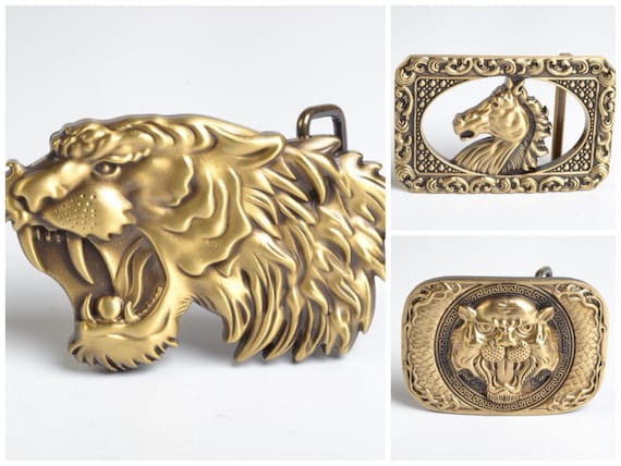 Tiger Horse 3D Solid Brass Squares Belt Buckle Fits 40mm 1 1  display picture 1
