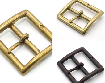 Spilla quadrata semplice vintage Fibbia per cintura in ottone massiccio Bottone da 40 mm
