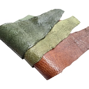 green gold brown gray salmon fish skin Leather piece
