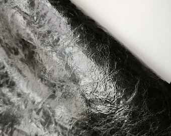 cracking black vegetable tanning Goat skin Leather piece, Genuine Whole hide