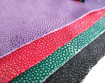 red green purple pink blue black orange cream polished Real Exotic GENUINE Stingray LEATHER Hide Skins remnants